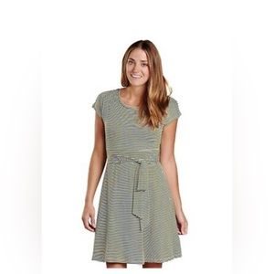Toad & Co Women's Cue Wrap SS Green White Organic CottonBlend Dress